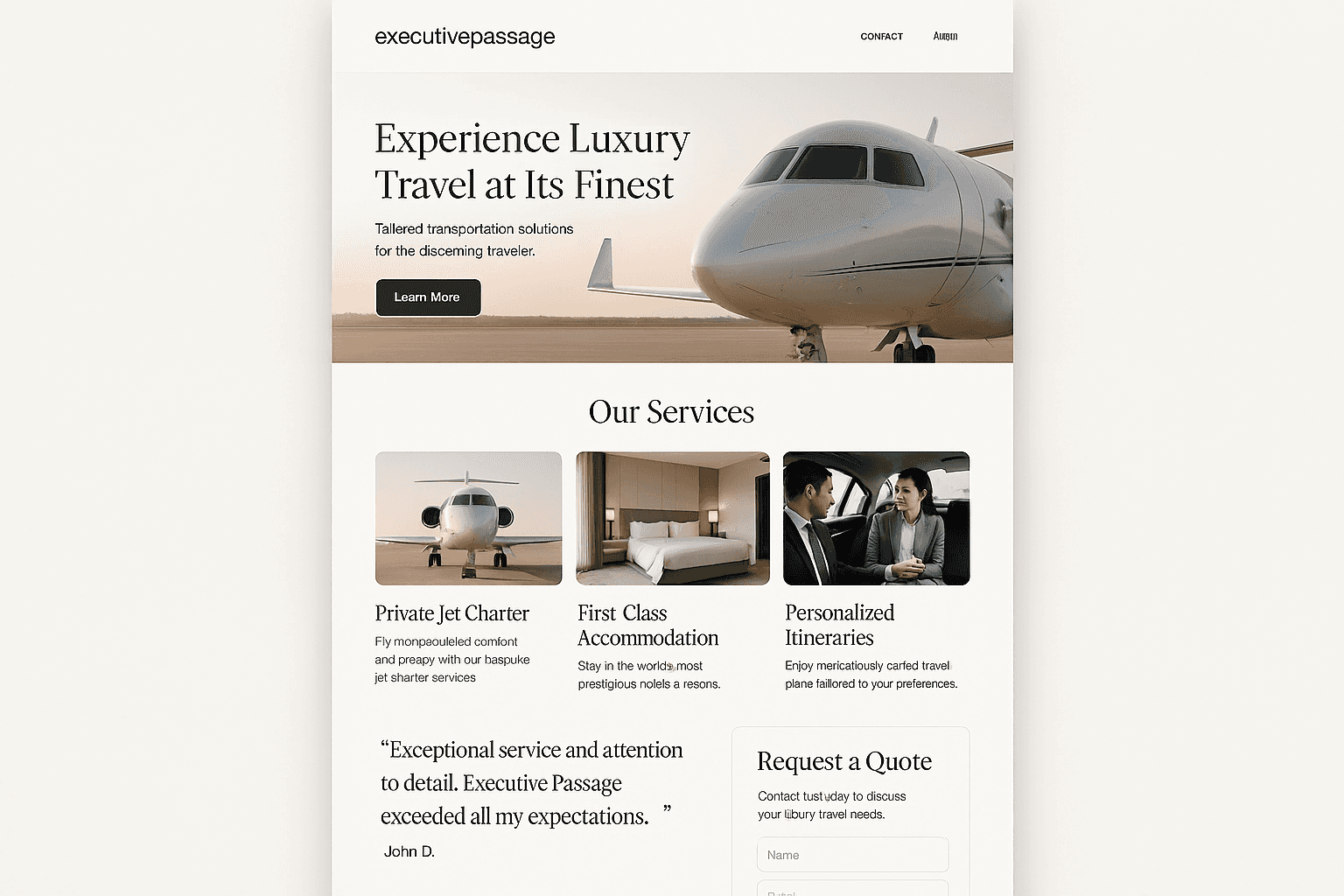 executivepassage.com website mockup